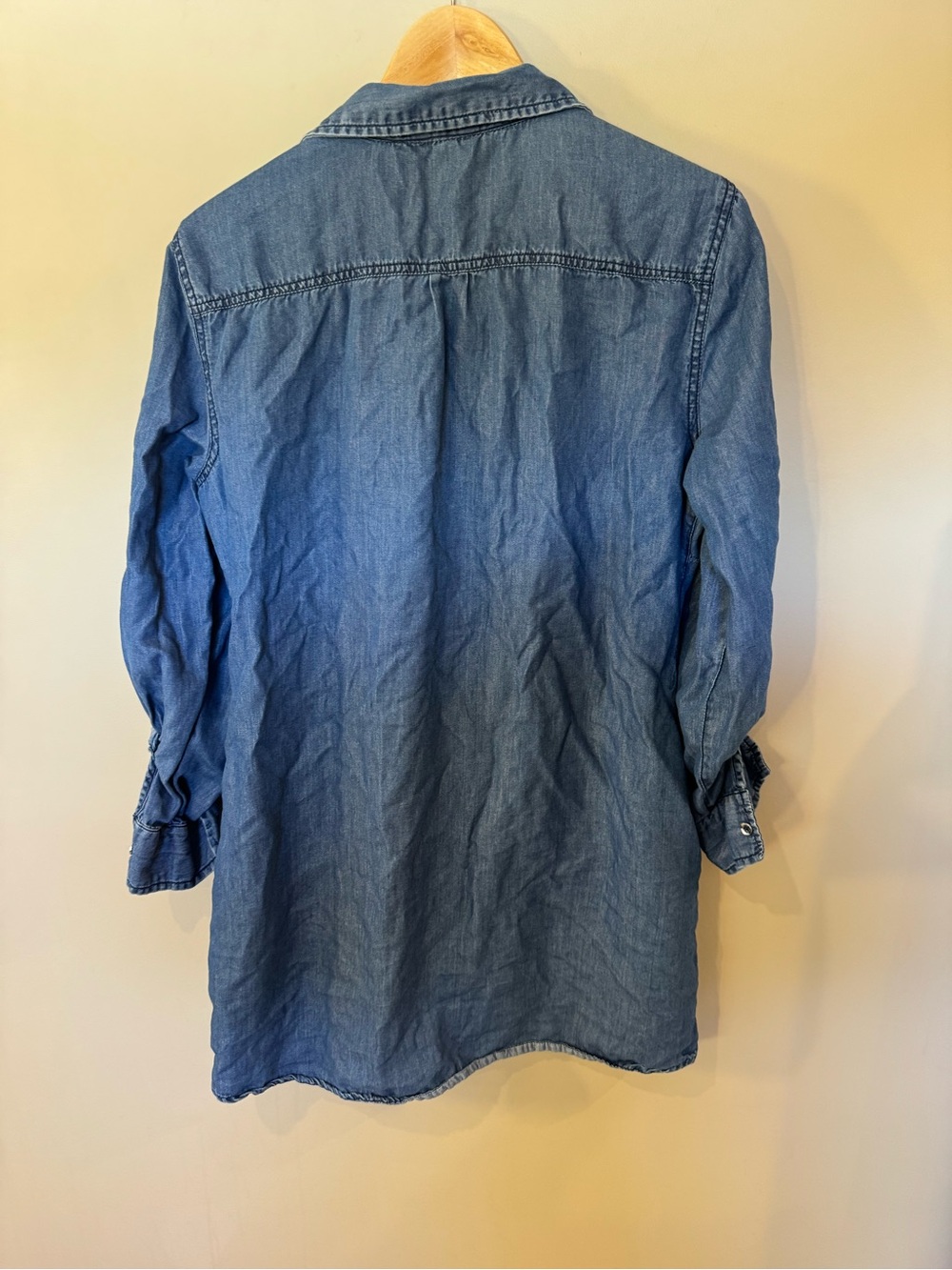 GUESS Los Angeles Chambray Shirt Dress Women’s Large Blue Denim Mini Dress - Picture 5 of 7